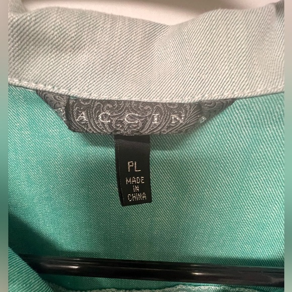 BACCINI DENIM LT GREEN JACKET SIZE PETITE LARGE - Picture 8 of 8